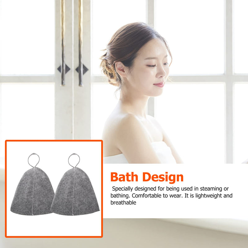 [Australia] - FOMIYES Original Wool Sauna Hat for Women and Men 2 Pack 100% Natural Felt Sauna Accessories Grey 