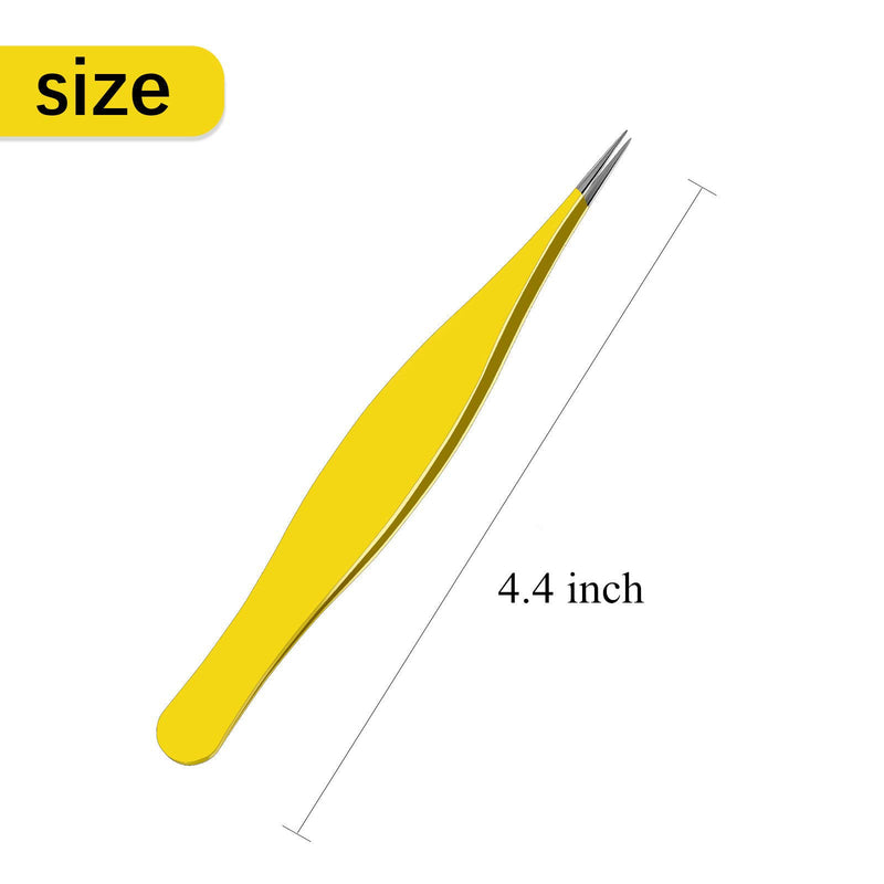 [Australia] - 6 Pieces Ingrown Hair Tweezers Precision Needle Nose Pointed Tweezers Stainless Steel Tweezers for Facial Hair Eyebrow Blackhead Remover (Yellow) 