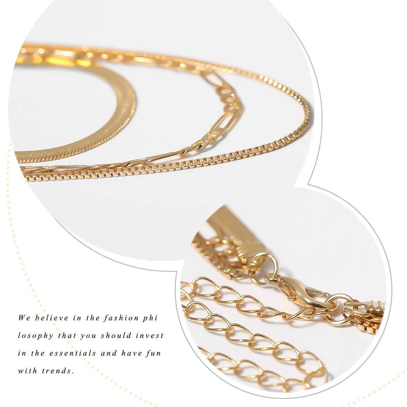 [Australia] - Jeairts Punk Layered Necklace Snake Bone Choker Necklaces Minimalist Necklace Chain Jewelry for Women and Girls Gold 