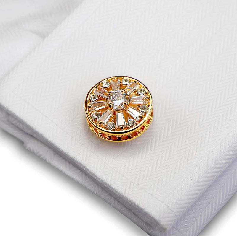 [Australia] - VIILOCK 18K Gold Plating Crystal Cufflinks for Men Wedding Gift Mens Cuff Links 