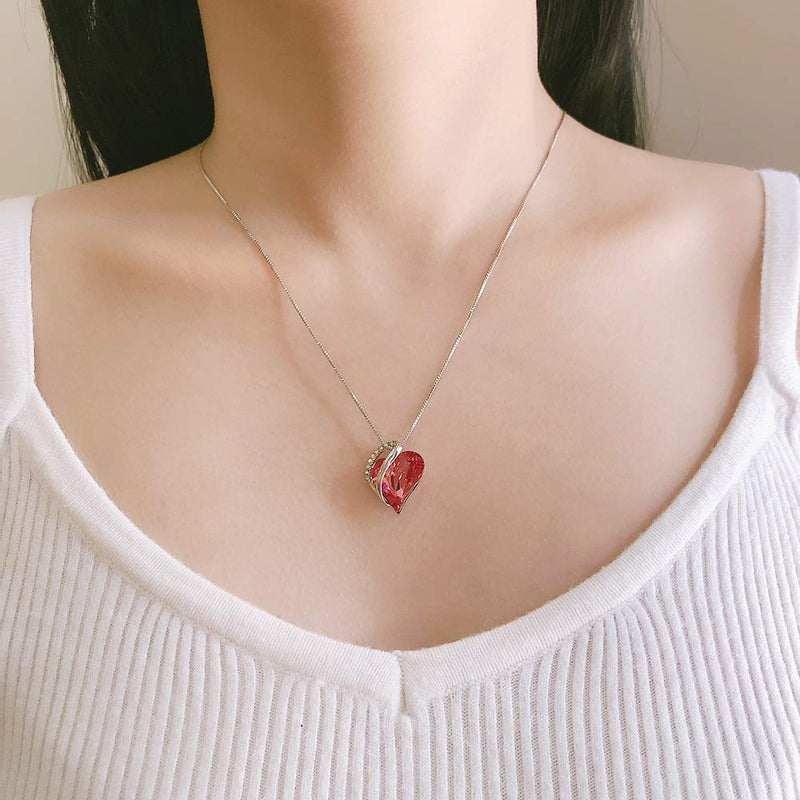 [Australia] - ALL BY MYSELF BLINGS Infinity Necklace Love Heart Pendant Birthstone Crystals Jewelry for Women, Mom, Girls Birthday Gifts Hot Rose Pink Crystal - October Birthstone 