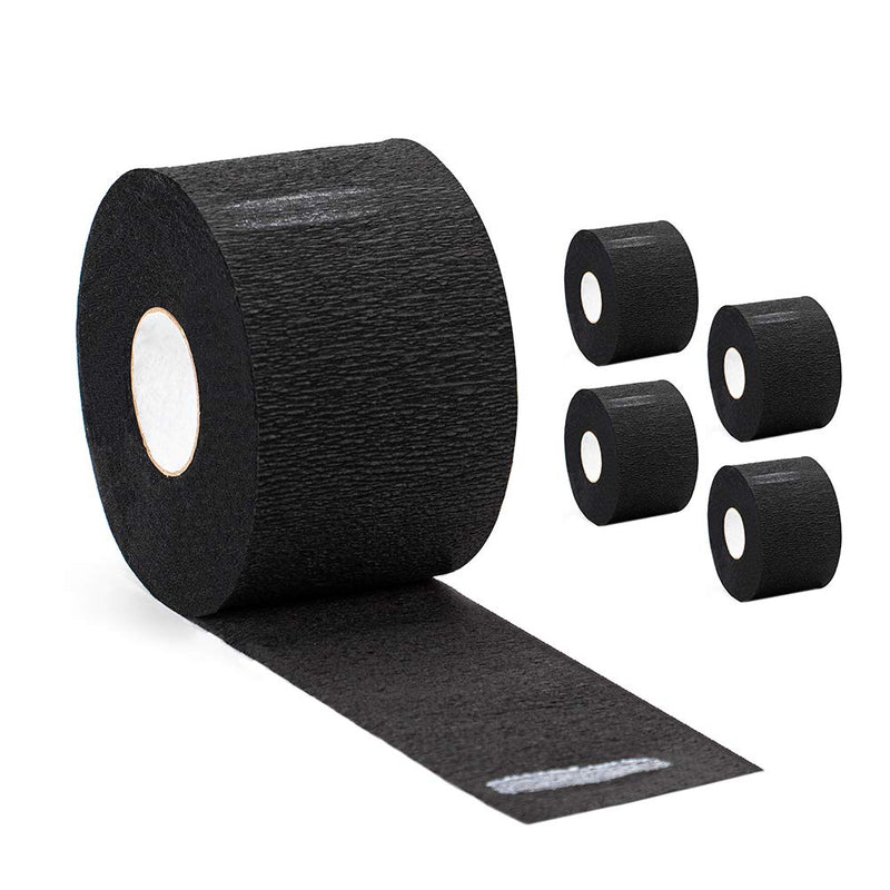 [Australia] - Disposable Paper Barber Neck Strips - 5 Rolls 500 Strips Black Professional Stretchy Paper Neck Band for Salon Haircut Styling 