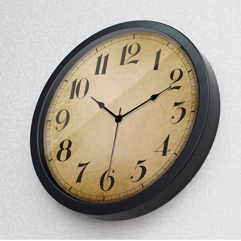 [Australia] - Gkwet Black Retro Wall Clock, Silent Non Ticking 10 Inch Quality Quartz Decorative Wall Clock, Round Easy to Read Home, Office, School Clock C 