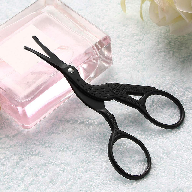 [Australia] - LIVINGO Rounded Tip Vintage Stork Scissors, Professional Stainless Steel with Black Titanium Coated, Cuticle Pedicure Beauty Grooming Retro Scissors for Eyebrow, Facial Hair, Dry Skin, Nose Hair 9cm 