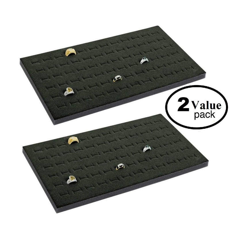 [Australia] - 2 72 Slot Black Jewelry Travel Ring Inserts Display Pads Black Foam (Black) 