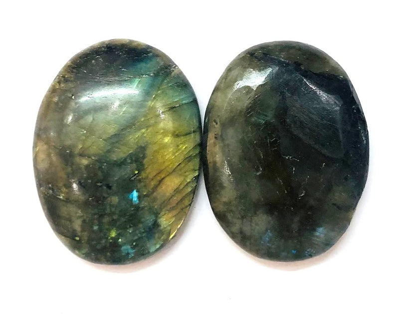 [Australia] - Labradorite Single Thumb Stone Crystal Healing Reiki FENG Shui Gift Metaphysical Worry Stone Wellness Peace Meditation Handcrafted 