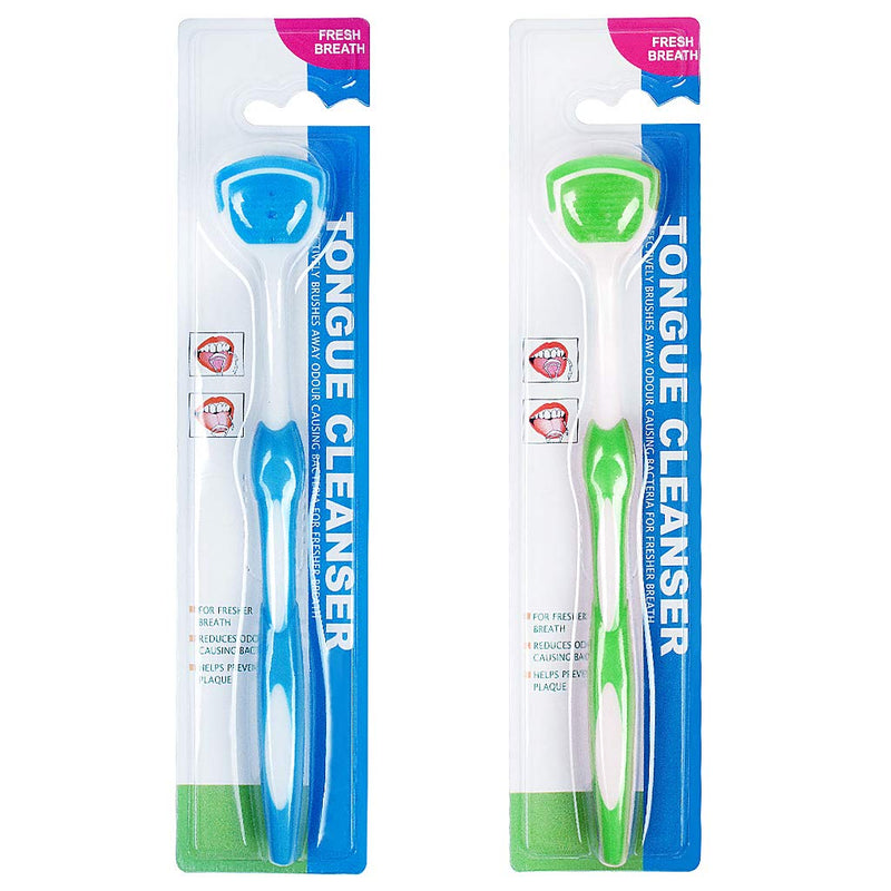[Australia] - Tongue Brusher, 2 Pcs Tongue Cleaner Tool Orabrushes for Reduce Bad Breath and Maintain Mouth Health 2 Colors (Blue, Green) 2pcs 