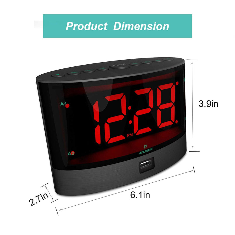 [Australia] - ANJANK Extra Loud Alarm Clock with Wireless Bed Shaker, Vibrating Dual Alarm Clock for Heavy Sleepers, Deaf and Hearing-impaired, Adjustable Volume/Dimmer/Wake up Mode, USB Charger Port, Pillow Shaker 
