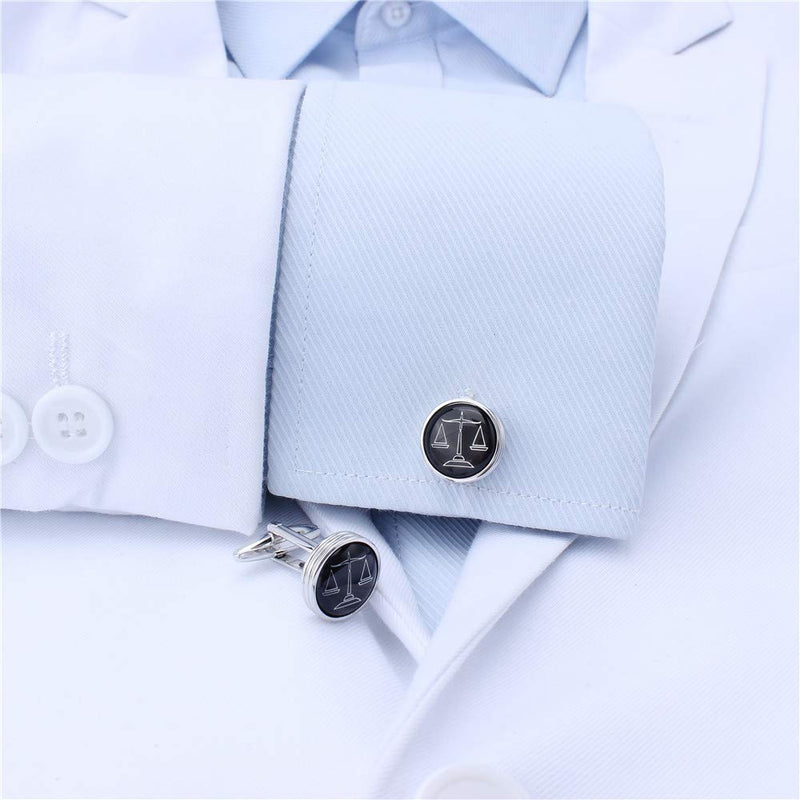 [Australia] - AMITER Mens Black Cufflinks and Studs Set for Tuxedo Dress Shirt - with a Auncel in The Black Onxy for Wedding Business Party Accessories silver 