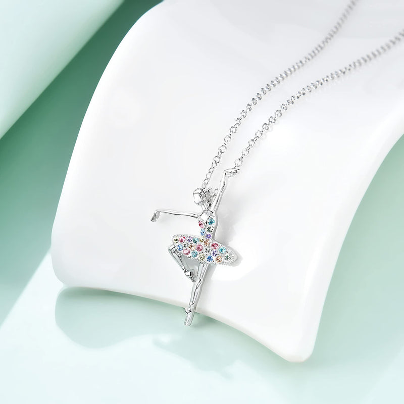 [Australia] - Girls Necklace Ballerina Ballet Recital Gifts for Women,Rainbow Dancer Dance Pendant Jewelry for Sister Mom Friends Mix Ballerina for Girls 