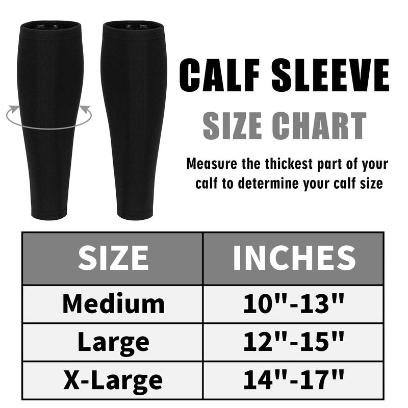 [Australia] - FALETO Unisex Calf Compression Sleeves for Running, Sports, Pain Relief Black XL 