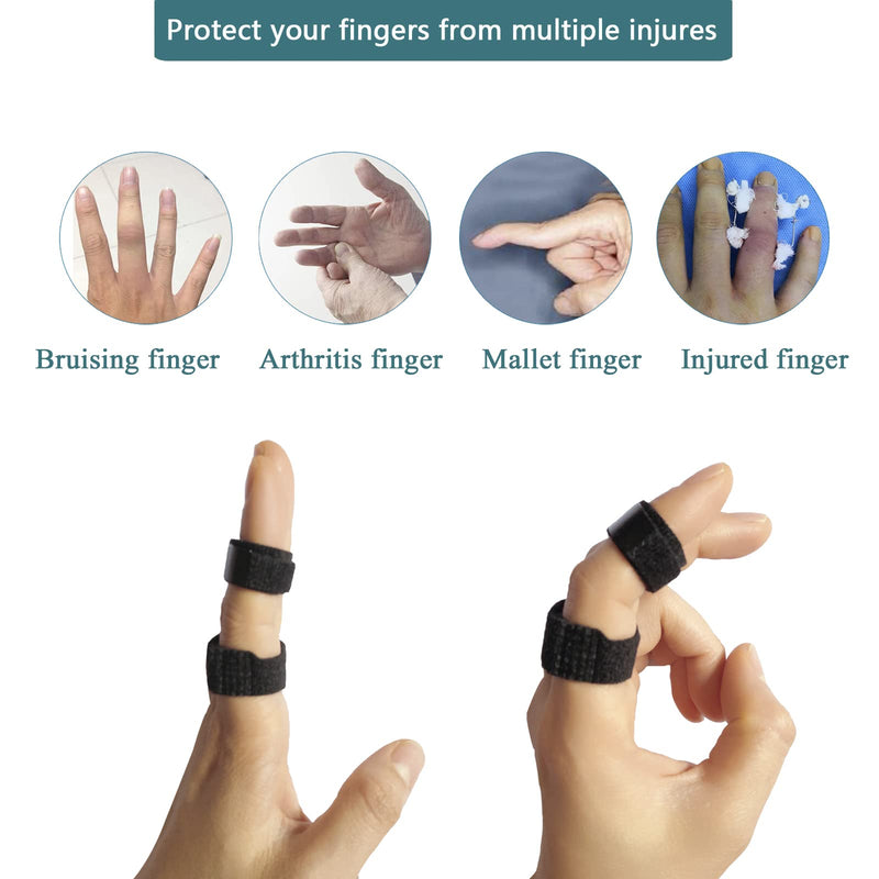 [Australia] - 14PCS Broken Finger Buddy Wraps for Arthritis Pain Injury, Non-Slip Buddy Loops For Finger Straps for Treating/Taping Sprained, Jammed, Fractured Fingers 14pcs-black 