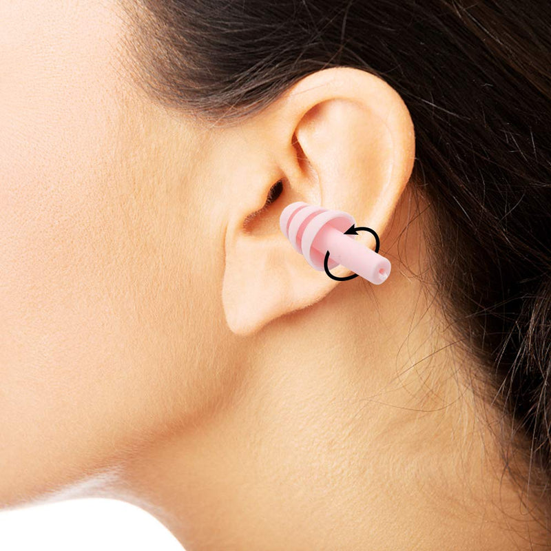 [Australia] - KSTEU 5 Pairs Ear Plugs,Earplugs for Sleeping Reusable Reduce Noise Cancellig,Waterproof Soft Foam Earplugs for Study,Work and Swimming (Pink) Pink 