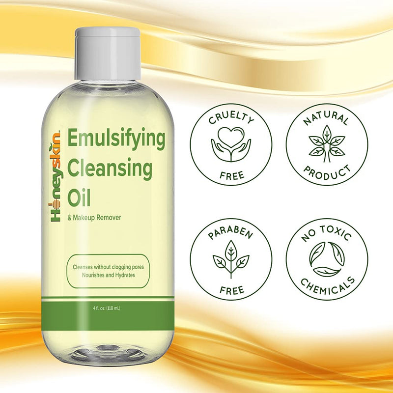 [Australia] - Emulsifying Facial Cleansing Oil and Makeup Remover Oil - Hydrating Facial Cleanser - Deep Pore Cleanser - Gentle Cleansing Oil For Face - Organic Skin Moisturizer with Aloe Vera and Olive Oil (4oz) 4 Ounce 