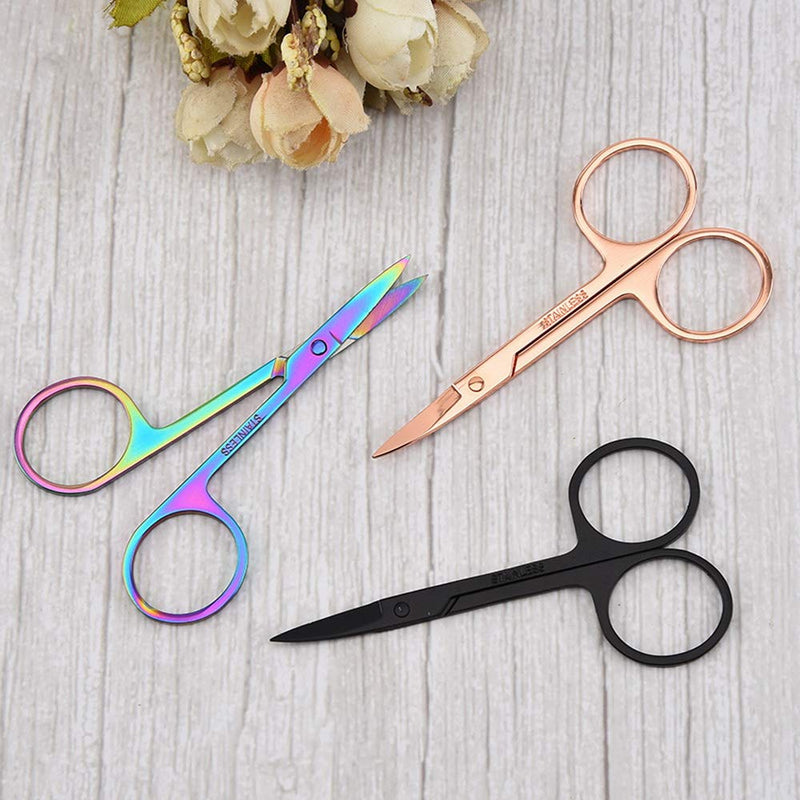 [Australia] - Eyebrow Scissors Cuticle Scissors,Stainless Steel Manicure Scissors for Nails, Multi-Purpose Small Curved Scissors Grooming Tools for Nose Beard Mustache Facial Hair( 3 pcs ) 