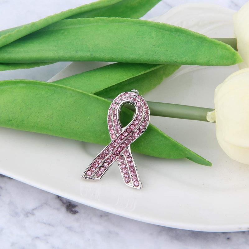 [Australia] - Gzrlyf Breast Cancer Awareness Pins Ribbon Pink Rhinestone Brooch Jewelry Ribbon Brooch 