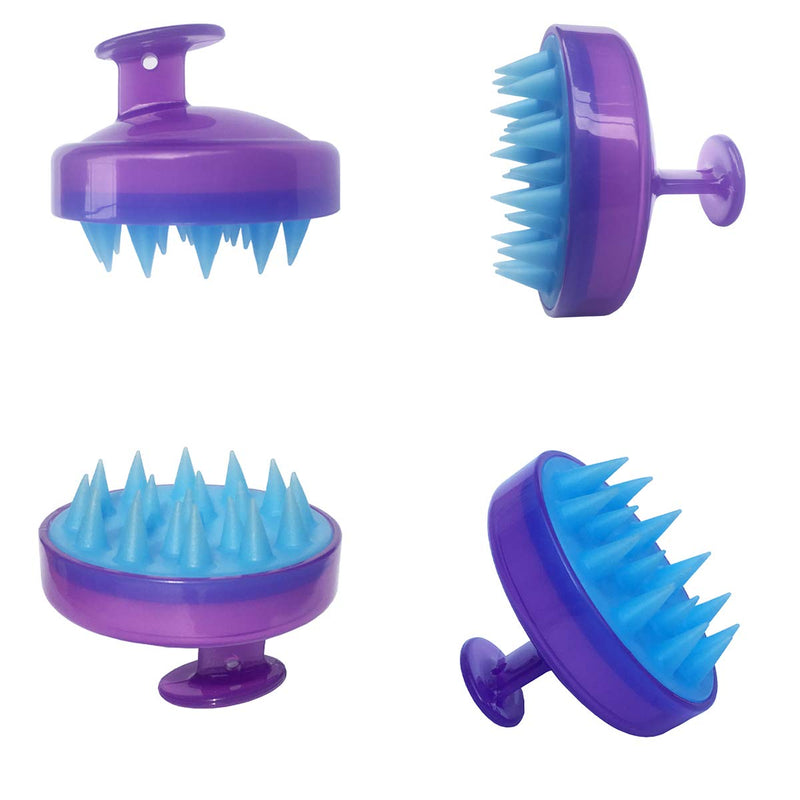 [Australia] - Hair Shampoo Brush,Scalp Massager Brush,Manual Head Scalp Massage Brush for Wet & Dry, Soft Silicone Bristles Care for The Scalp, Promote Hair Growth (Purple) Purple 