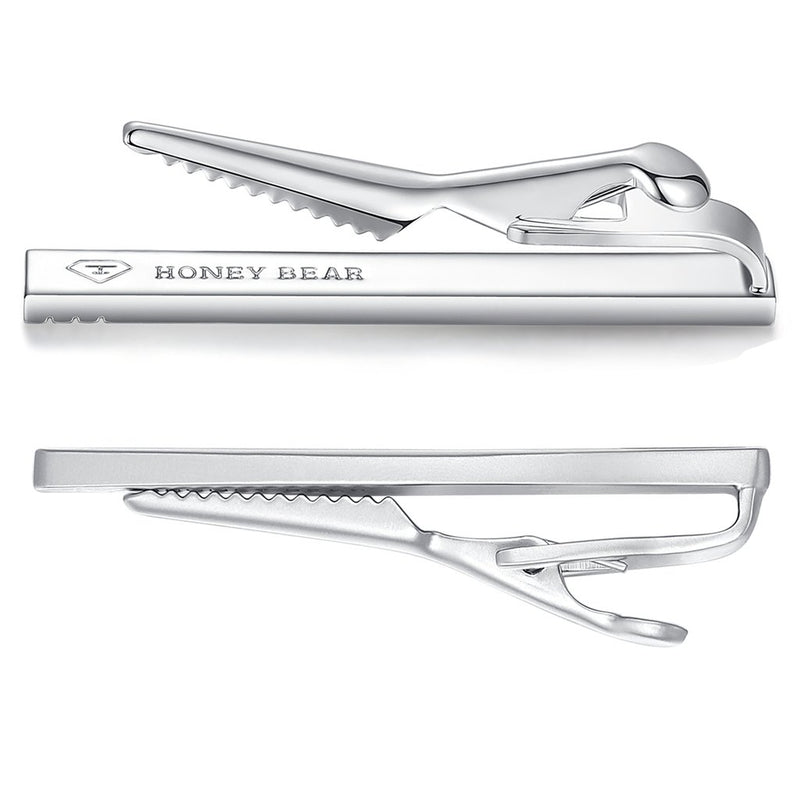 [Australia] - HONEY BEAR 4pcs Mens Tie Clip Set Tie Bar Normal Size for Wedding Gift 5.4cm 4pcs Set with box 