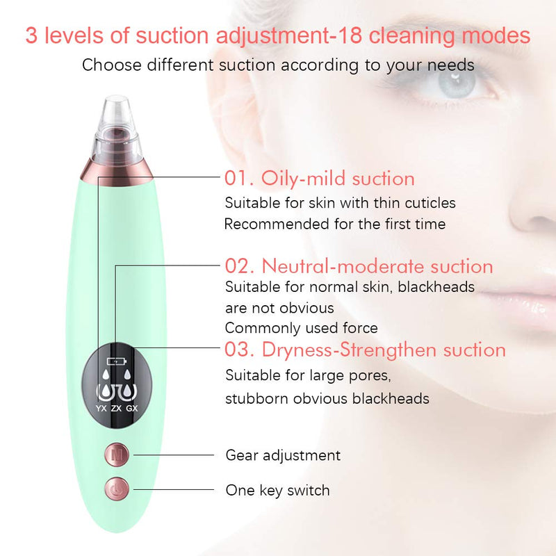 [Australia] - Yafei Pore Vacuum Blackhead Remover, Upgraded Strong Suction Rechargeable Remover Blackhead Removal Pimple Green 