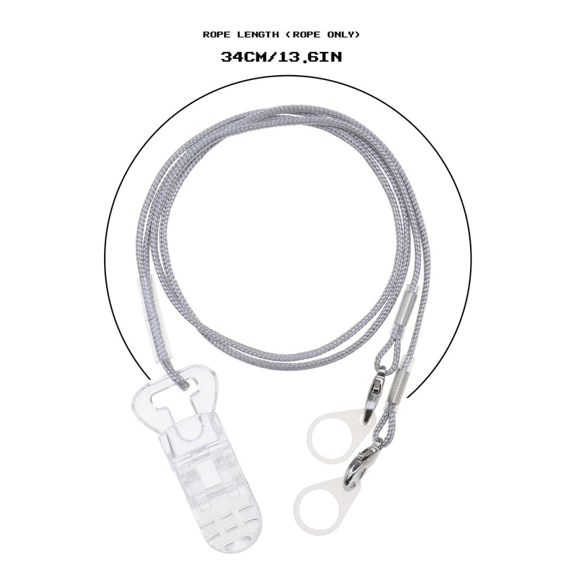 [Australia] - Hearing Aid Clip Anti-Lost Lanyard Safety Retainer for Adults and Kids with 3 Assorted Sizes Silicone Loops & 1PCS Plastic Storage Box Grey 