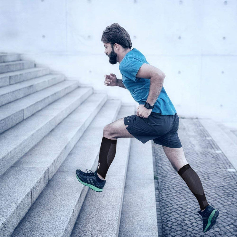 [Australia] - OS1st CS6 Compression Leg Sleeves (Two Performance Calf Sleeves) Relieve shin splints, Reduce Muscle Cramps, Improve Circulation and Enhance Recovery Orange Medium 