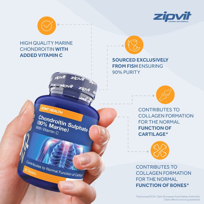 [Australia] - Chondroitin Sulphate 350mg with Vitamin C, 90 Tablets. 90% Pure Marine Chondroitin. Supports Collagen Formation and Cartilage Function. 