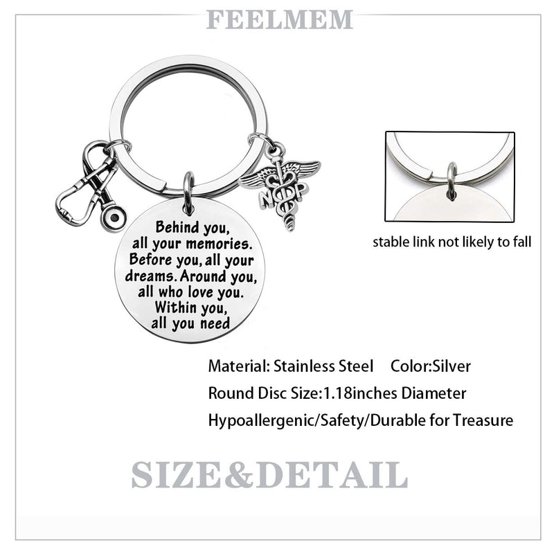 [Australia] - FEELMEM NP Graduation Gift NP Nurse Practitioner Gift NP Keychain Behind You All Memories Before You All Your Dream Inspirational Gift for Nurse Practitioner Graduates 