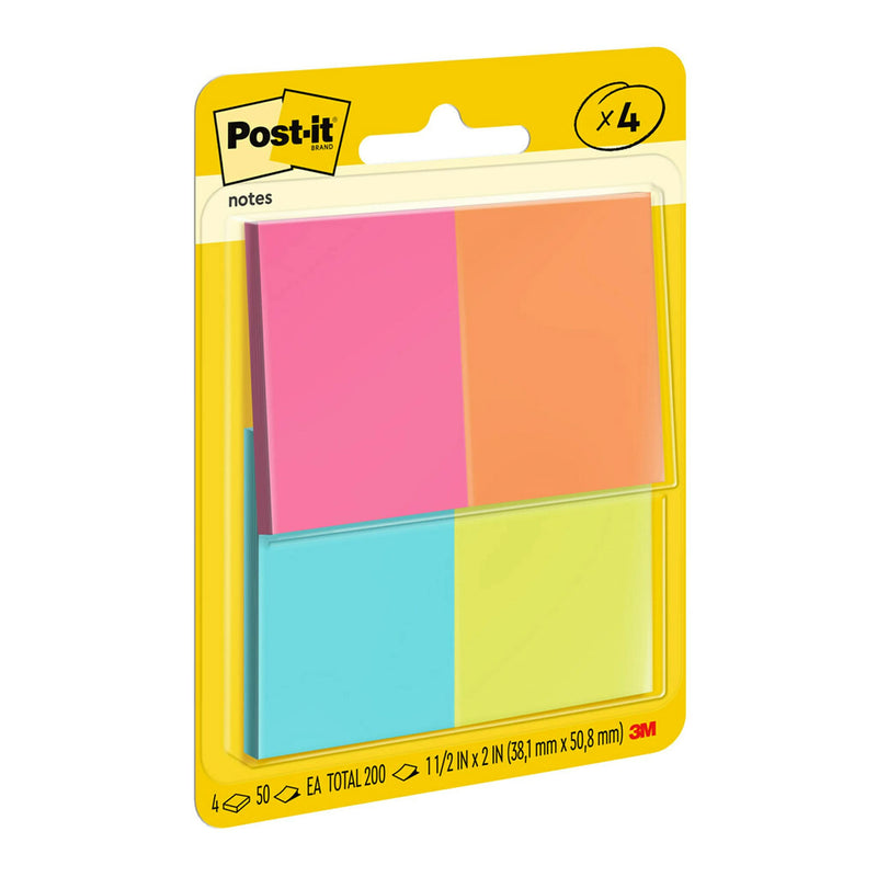 [Australia] - Post-it Mini Notes, 1.5x2 in, 4 Pads, America's #1 Favorite Sticky Notes, Cape Town Collection, Bright Colors (Magenta, Pink, Blue, Green), Clean Removal, Recyclable (653-8AF) 
