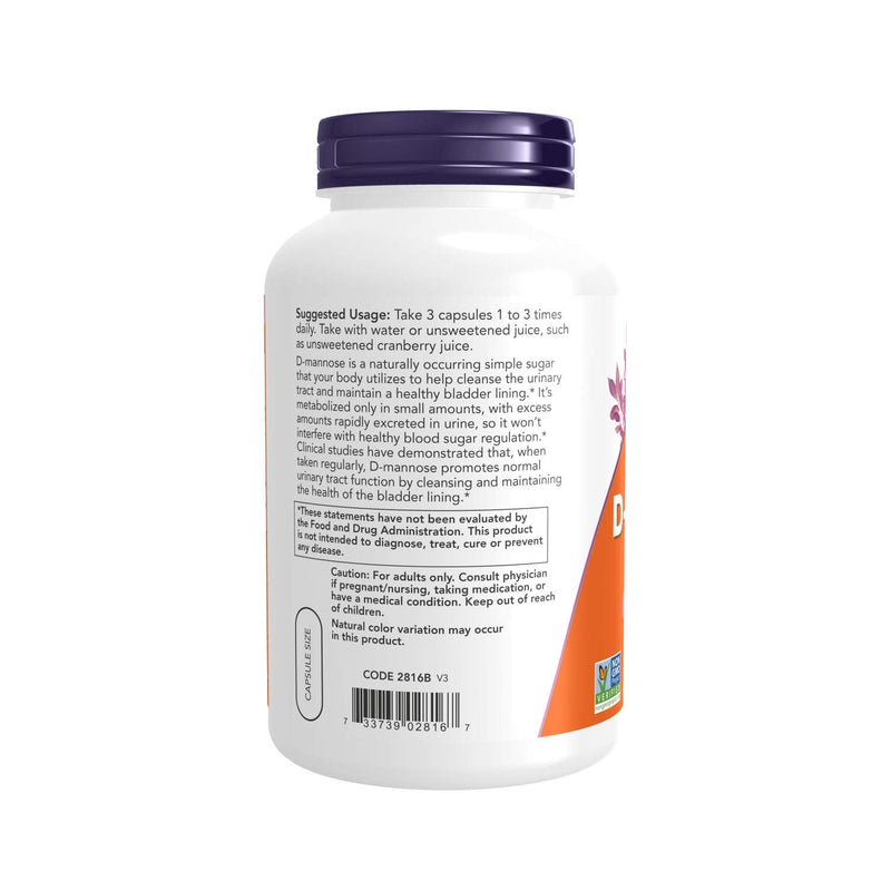 [Australia] - NOW Supplements, D-Mannose 500 mg, Non-GMO Project Verified, Healthy Urinary Tract*, 240 Veg Capsules 