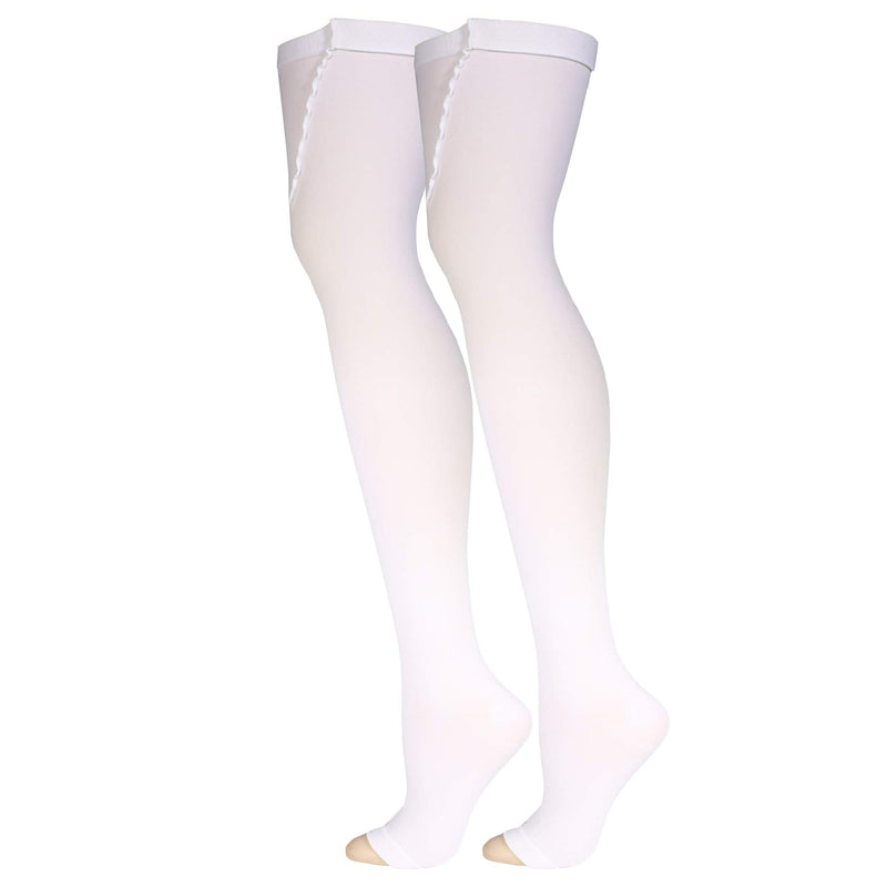 [Australia] - Truform Surgical Stockings, 18 mmHg Compression for Men and Women, Thigh High Length, Open Toe, White, X-Large X-Large (Pack of 1) 