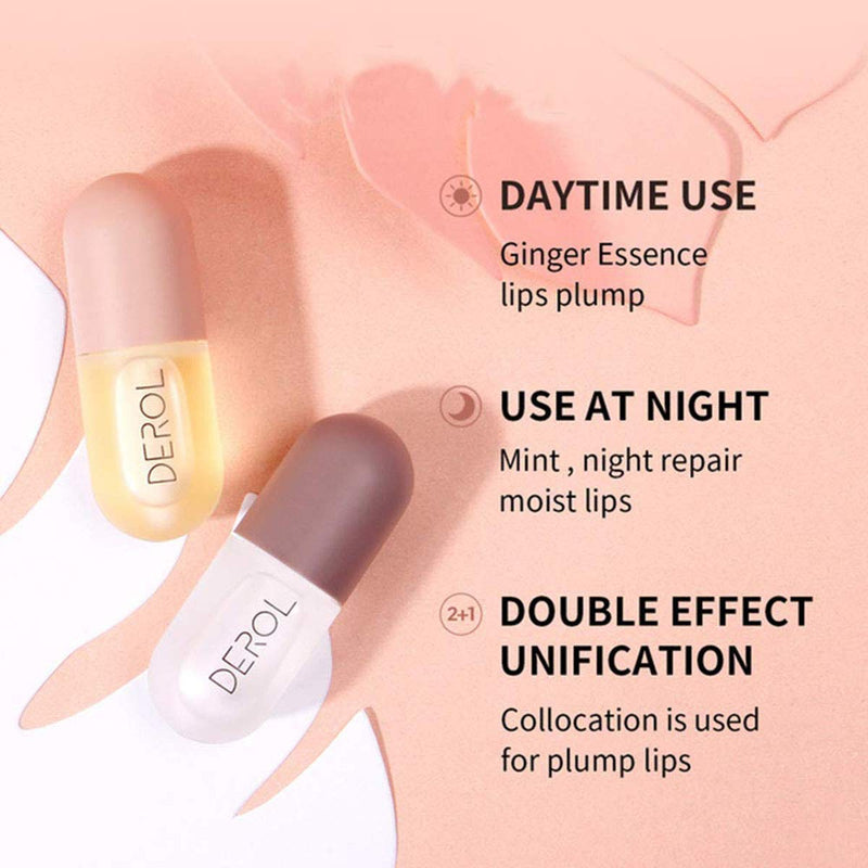 [Australia] - Lip Plumper Set,Natural Lip Plumper and Lip Care Serum,Lip Enhancer for Fuller,Beautiful Fuller,Lip Mask,Hydrating and Reduce Fine Lines,Day&Night（2Pcs） 