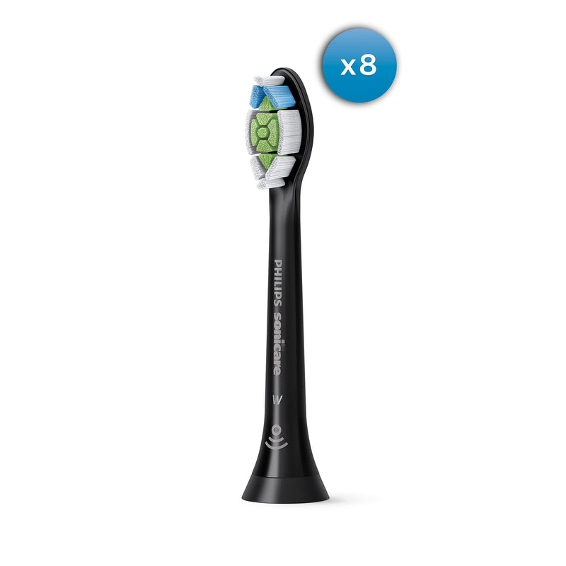 [Australia] - Philips Sonicare Optimal Whitening Black BrushSync Heads (Compatible with all Philips Sonicare Handles), 8 Pack Single 