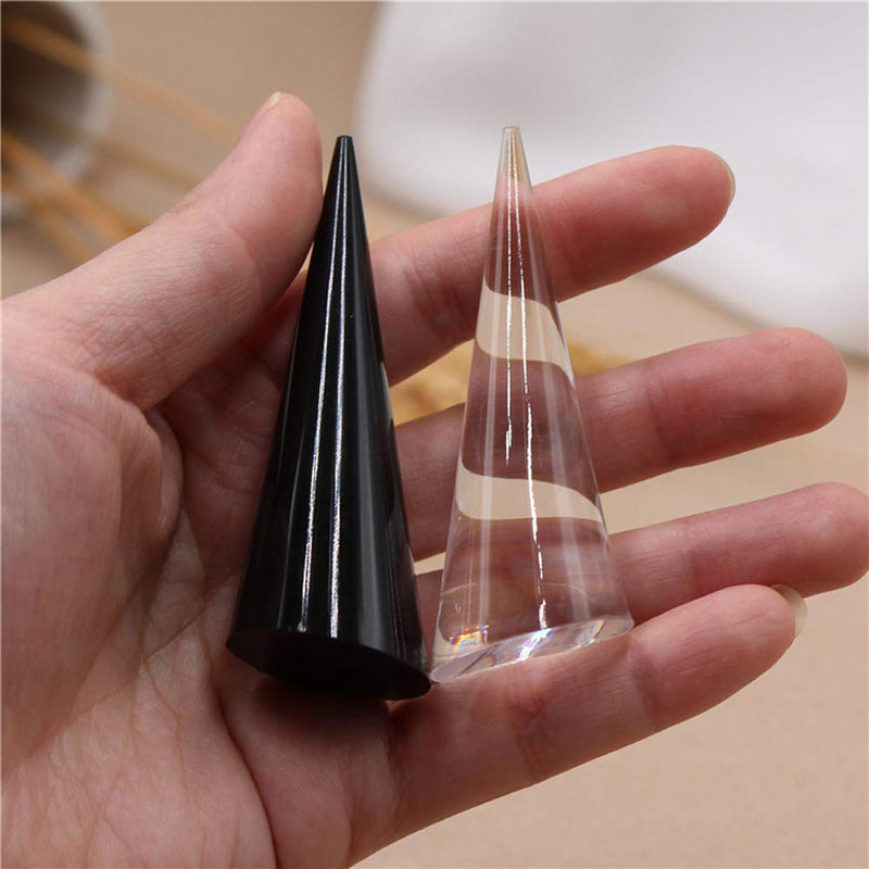 [Australia] - luzen 2Pcs Cone Shape Acrylic Jewelry Ring Display Holder Finger Ring Stand Single Ring Display Support Holder Decorative Display Stands for Jewelry Ring/Wedding Ring, Clear 