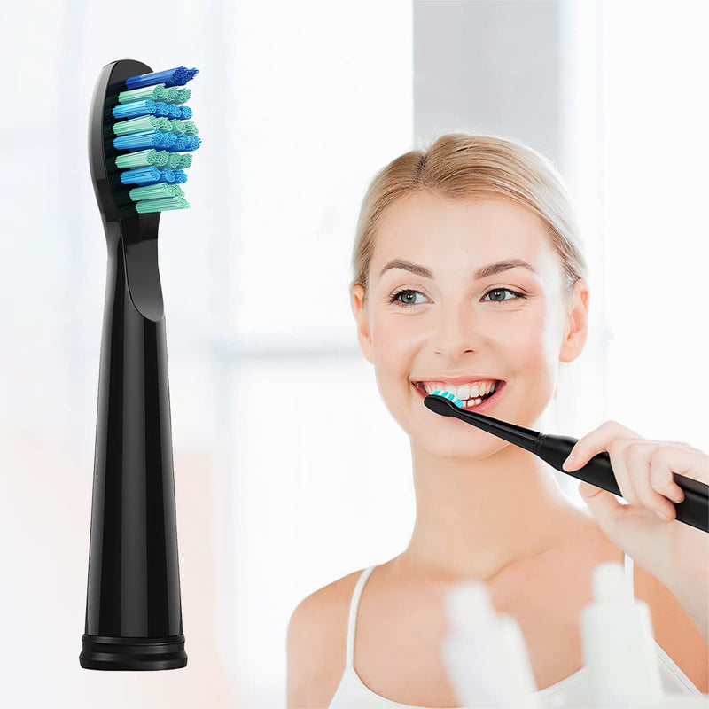 [Australia] - 10 Pack Toothbrush Heads Compatible for Fairywill Toothbrush Heads FW-507/508/515/551/917/959/2011, FW-D1/FW-D3/FW-D7/FW-D8, Most SG Series, HP126A, TB-5 Moderately Soft Bristles Brush (Black) Black 