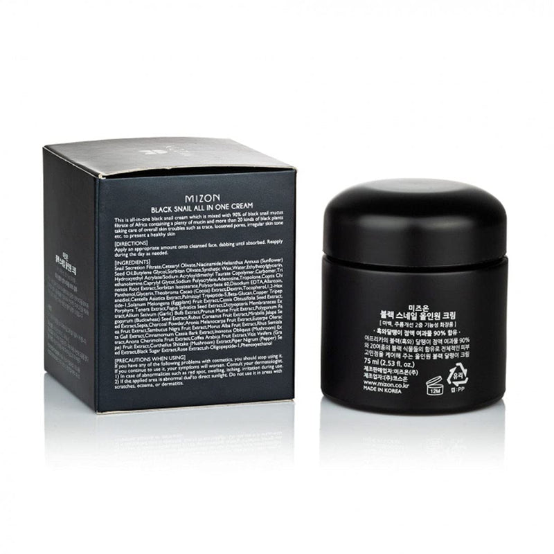 [Australia] - [Mizon] Black Snail All in One Cream (75ml) Premium Snail Repair Cream, Intensive Care, Korean Skin Care with Black Snail Mucin & Plant Extracts, Facial Moisturizing Snail Mucin Extract 