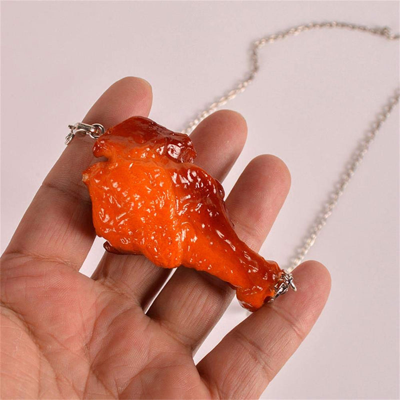 [Australia] - Hanmade Simulation Fried Chickens Pendant Necklace Funny Creative Resin Simulation Food Chicken Legs Wings Link Chain Necklace for Women Men Girls Boys Jewelry leg 