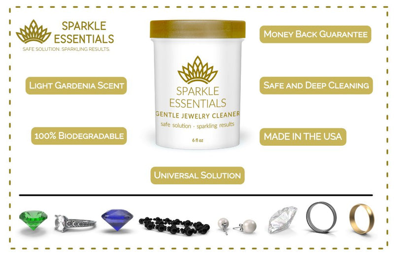 [Australia] - Gentle Jewelry Cleaner Solution Kit: Gold, Sterling Silver, Diamond, Turquoise, Pearl, Earrings, Engagement or Wedding Ring, Fine & Fashion Jewlery, Cleaning Solution, Polishing Cloth, Dipper & Brush 