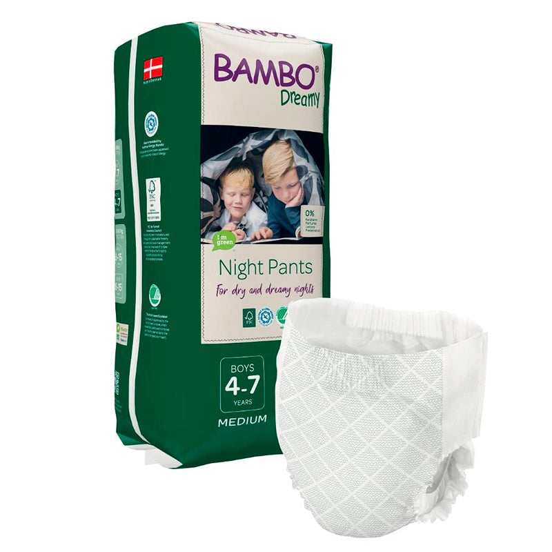 [Australia] - Bambo Nature Dreamy Boy Premium Night Pants, Aged 4-7 Size Medium (33-77 lb/15-35 kg) Pack of 10, 1000018875 10 Count (Pack of 1) 
