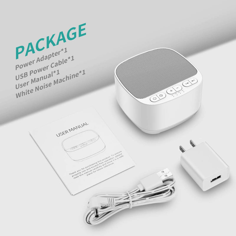 [Australia] - Magicteam Sleep Sound White Noise Machine with 40 Natural Soothing Sounds and Memory Function 32 Levels of Volume Powered by AC or USB and Sleep Timer Sound Therapy for Baby Kids Adults (White) 