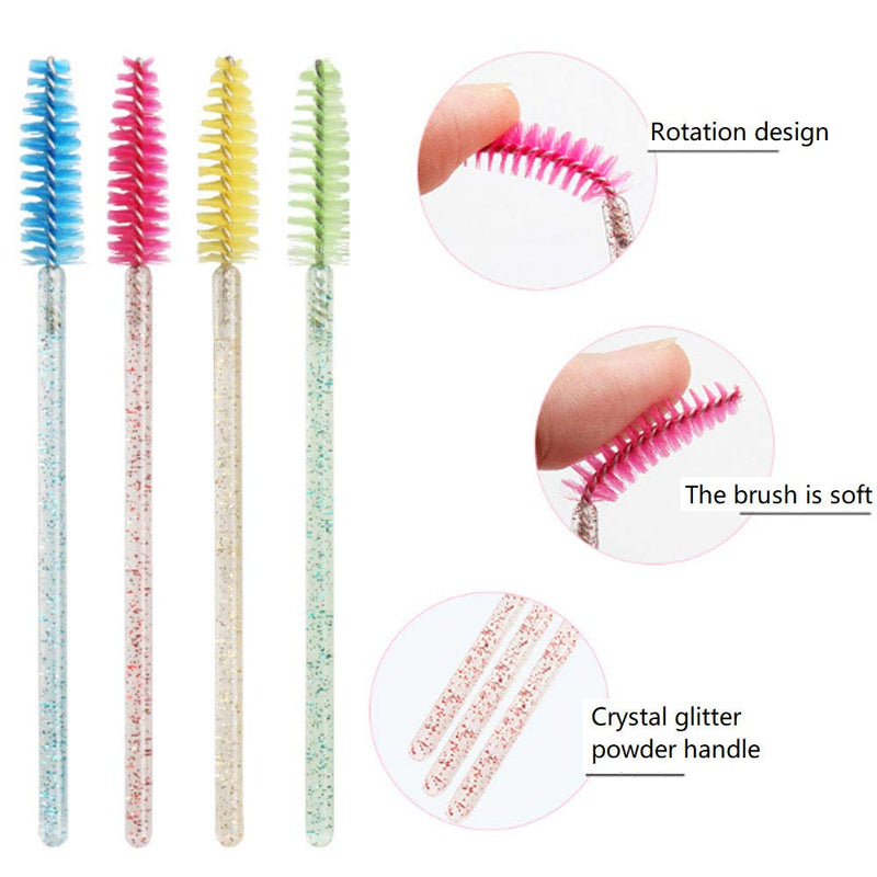 [Australia] - lnndong-7 colors, 350 cute crystal flash handle eyelash brush, mascara brushes disposable, suitable for beauty center or personal use, bobbin eyelash stick, eyelash bobbin brush. 