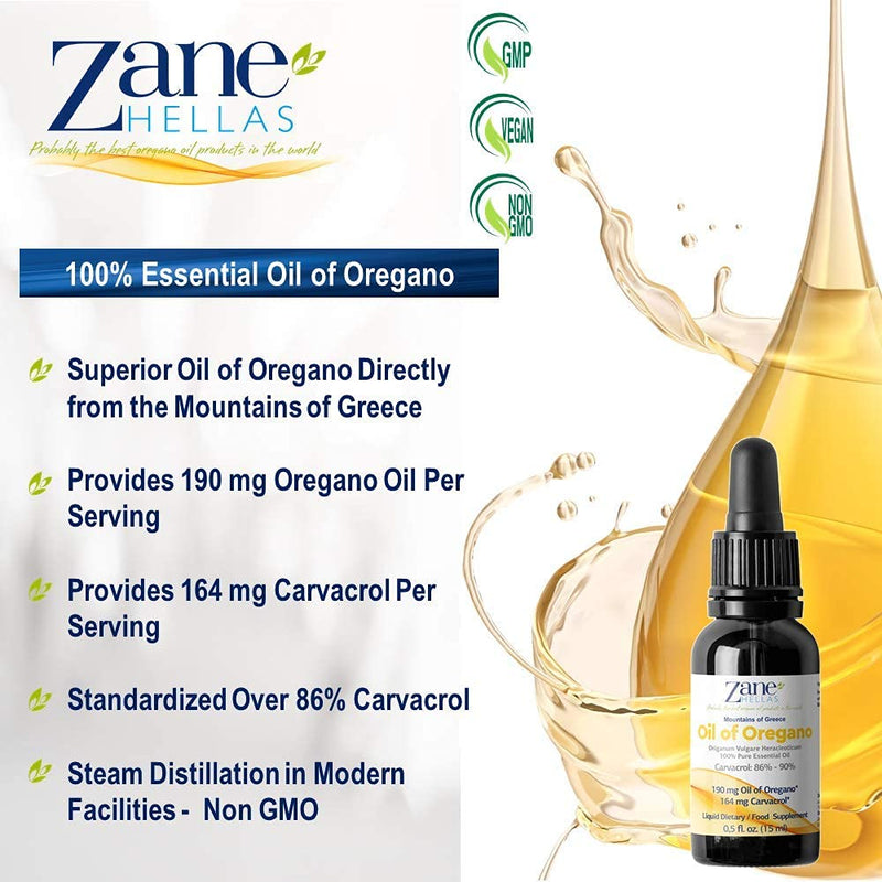 [Australia] - Zane Hellas 190 mg Oregano Oil-164 mg Carvacrol per Serving-4 Drops Daily. 100% Greek Undiluted Oil of Oregano. 86%-90% Min Carvacrol. Probably The Best Oregano Oil in The World. 0.5 fl. oz.- 15ml. 