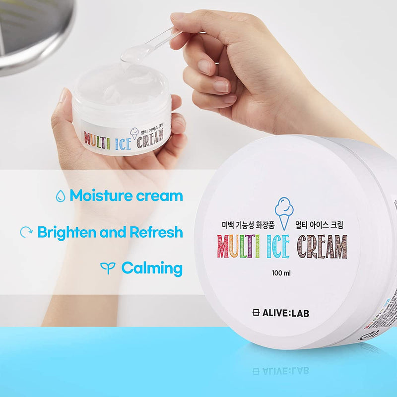 [Australia] - ALIVELAB Multi Ice Cream Sensitive Skin Face Moisturizer Brightening - Frozen Cream 3.4oz - Cold Cream - Skin Lightening Cream - Face Cream for Redness - Cooling Face Cream - Pore Minimizer 