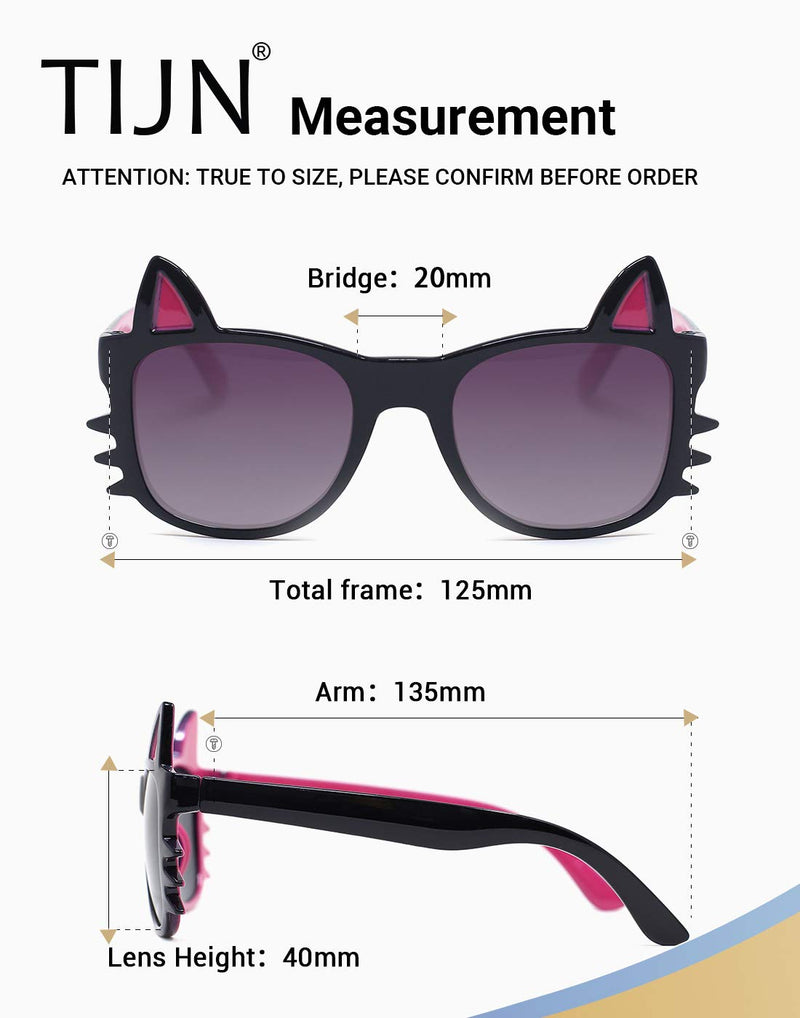 [Australia] - TIJN Kids Girls Sweet Cat Polarized Sunglasses Plastic Toddlers Sun Shades 02-black 