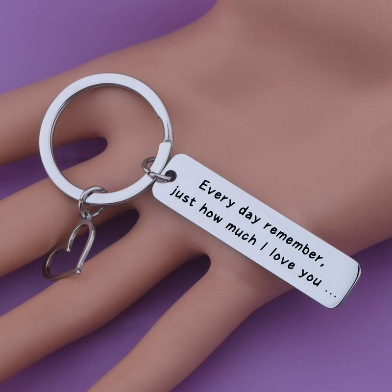 [Australia] - BEKECH Daughter Gift Daughter Keychain Every Day Remember Just How Much I Love You Daughter Jewelry Gift from Mom & Dad silver 