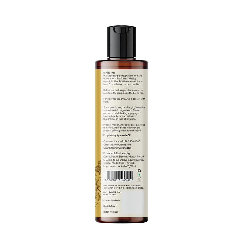 [Australia] - Life & Pursuits Amla Brahmi Hair Oil for Hair Growth - 200 ml Natural & Organic Hair Oil with Coconut, Castor, and Sesame for Strong & Thick Hair (Packaging May Vary) 200 ml (Pack of 1) 