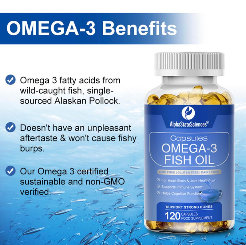 [Australia] - **New**Premium Omega 3 Fish Oil Max Strength 3600mg Boost Heart Health, Brain Function, and Joint Mobility High EPA 1296mg & DHA 864mg Essential Fatty Acids for Optimal Wellness 