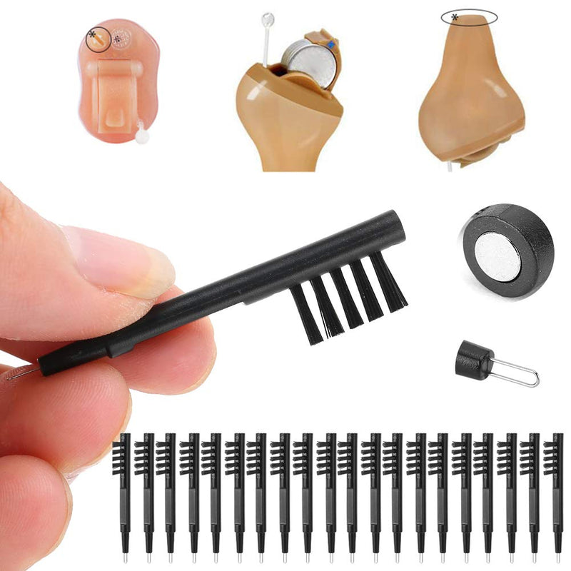 [Australia] - 20pcs Hearing Amplifier Cleaning Brush Hear Aid Cleaning Kit with Wax Loop Magnet Hearing Aid Accessory 