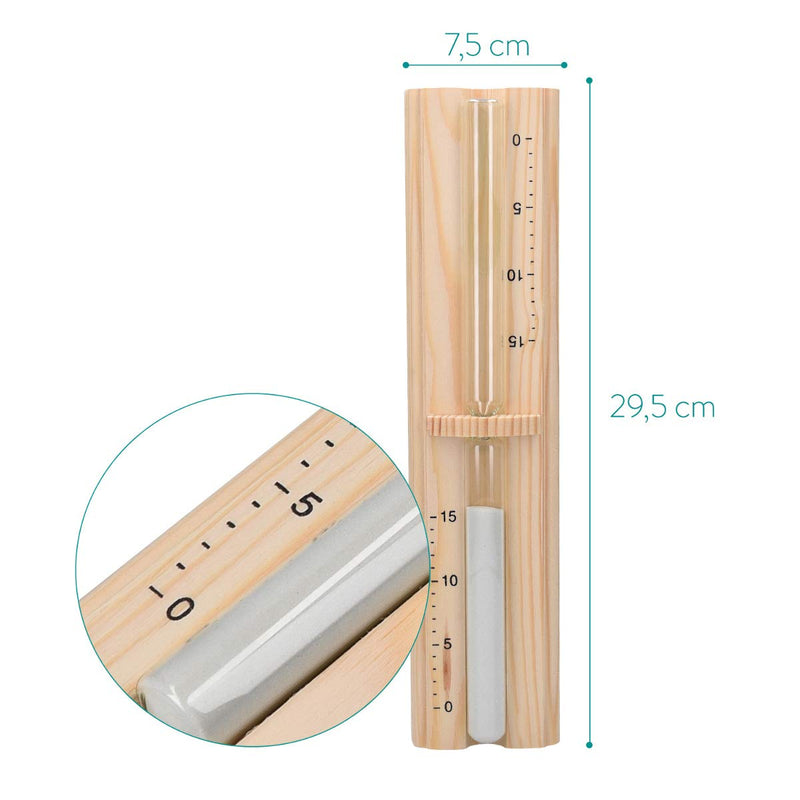 [Australia] - Navaris Sauna Hourglass Sand Timer - Classic Wall-Mounted Sand Hour Glass for Saunas - Pine Wood, Sand and Heat-Resistant Glass - 29.5 x 7.5 x 4 cm 