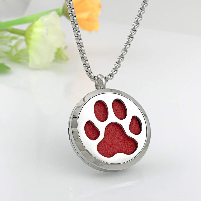 [Australia] - YOUFENG Essential Oil Necklace Diffuser Family Tree of Life Necklace Pendant Aromatherapy Locket Gifts Dog Paw 