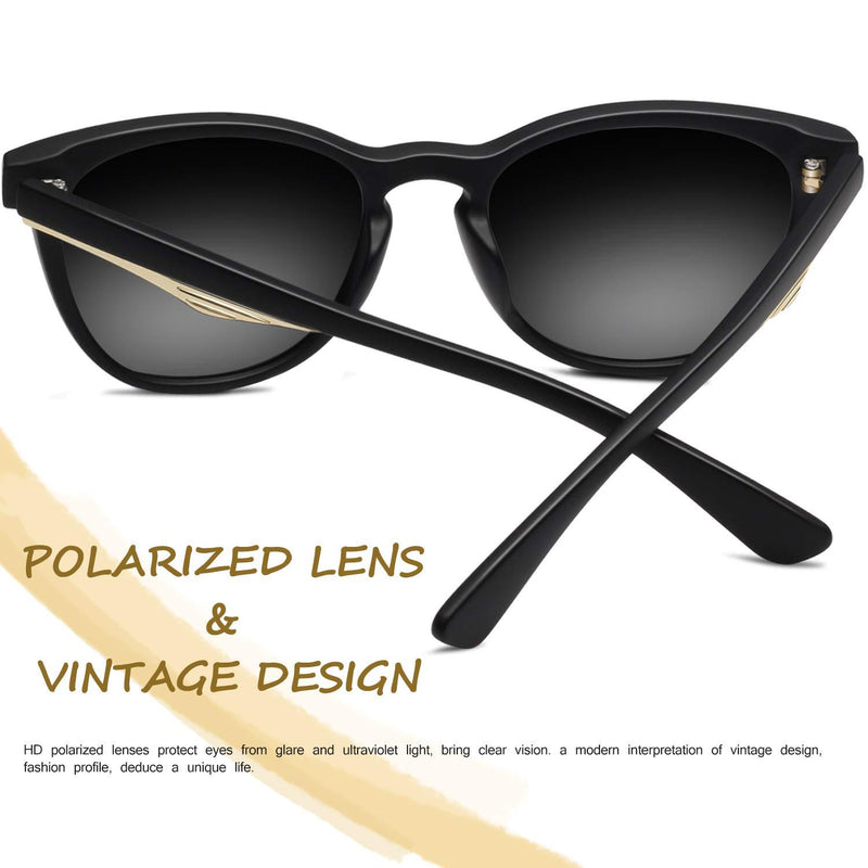 [Australia] - KANASTAL Round Vintage Polarised Sunglasses Women Men, Classic Retro Ladies Sunglasses UV Protection Matte Black 